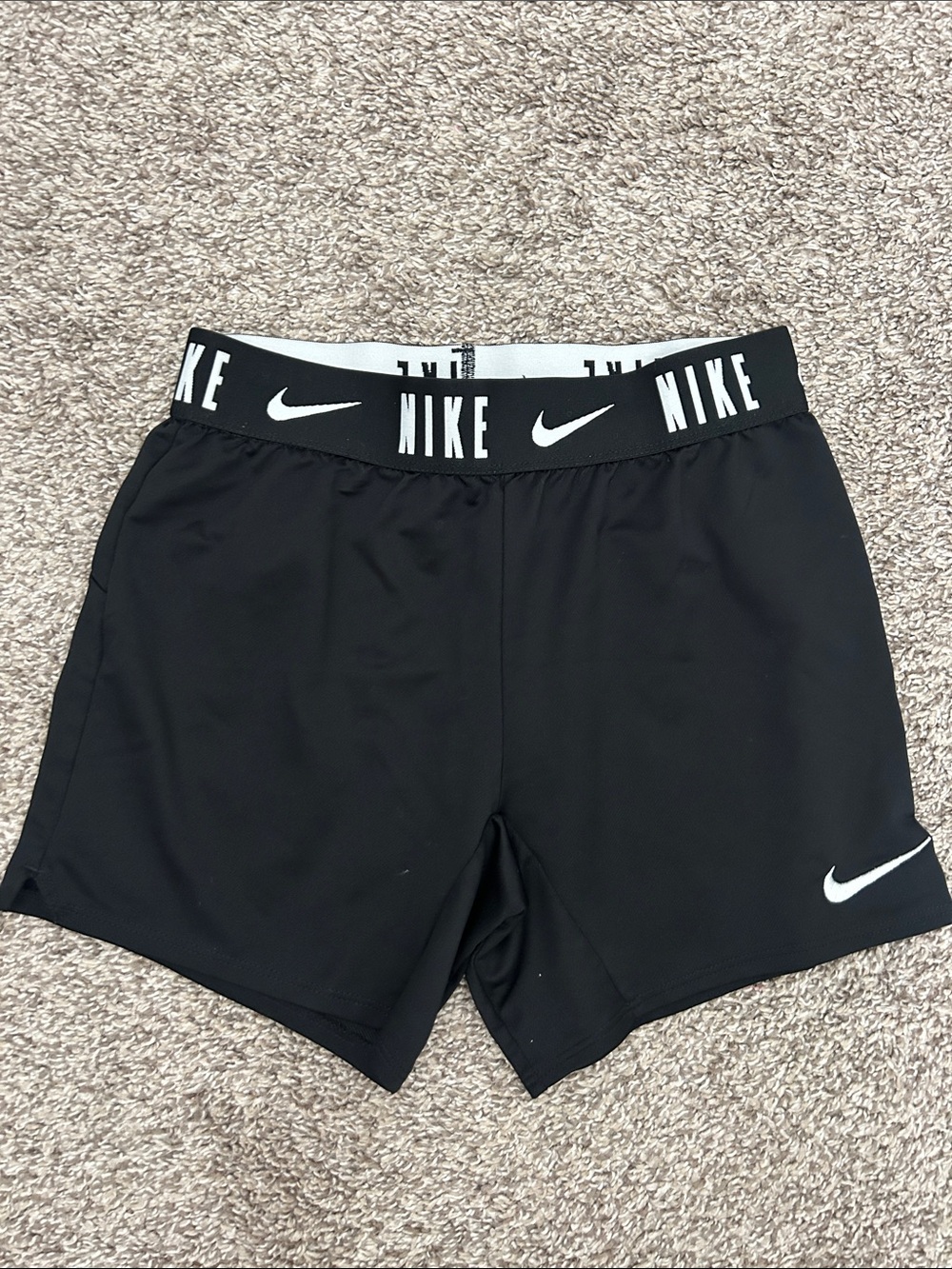 Nike Black Kids Athletic Shorts with White Swoosh